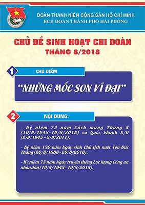  Tài liệu sinh hoạt chi đoàn và công tác giáo dục đoàn viên, thanh niên trong tháng 8/2018.